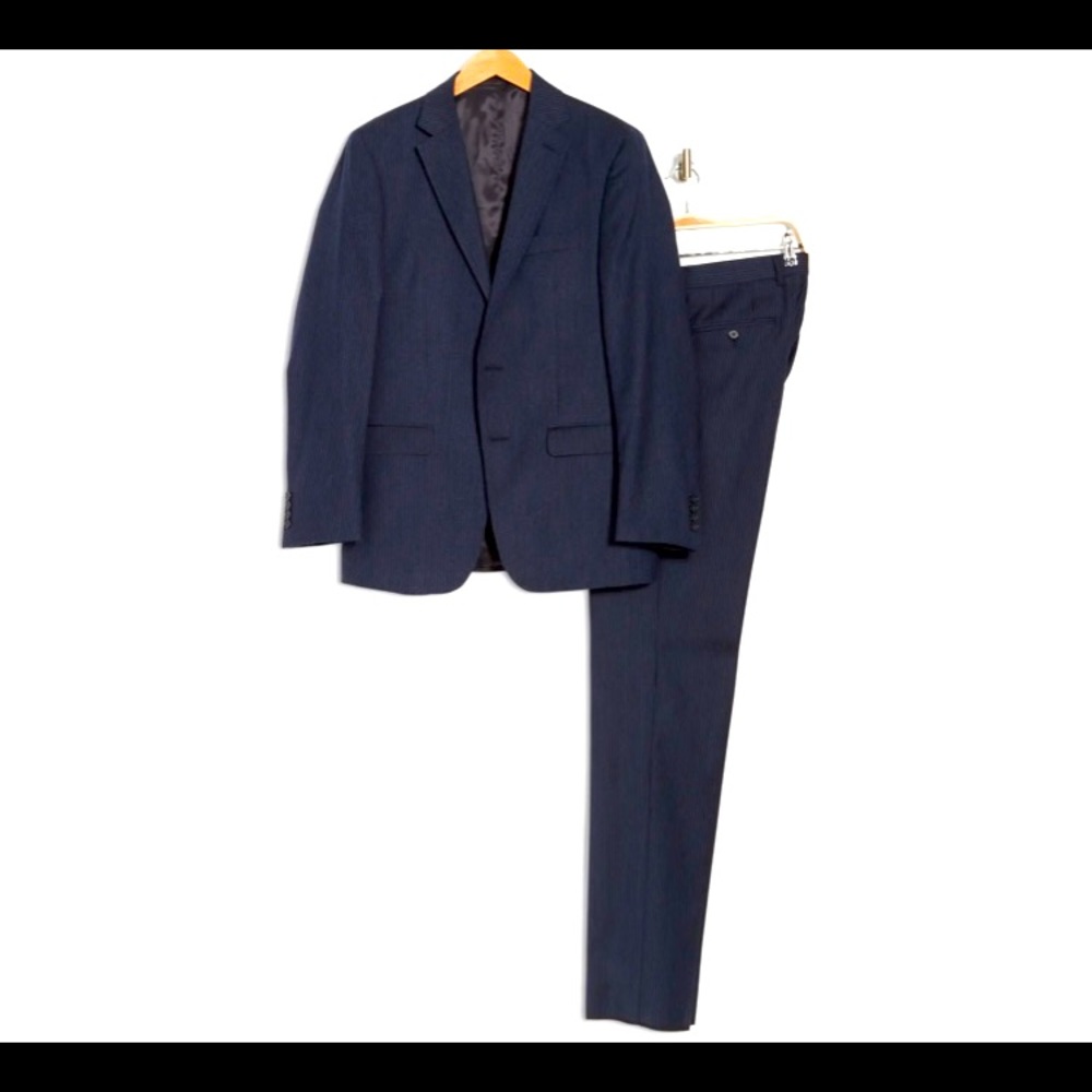 Boys’ Calvin Klein Navy Stripe Suit Set.